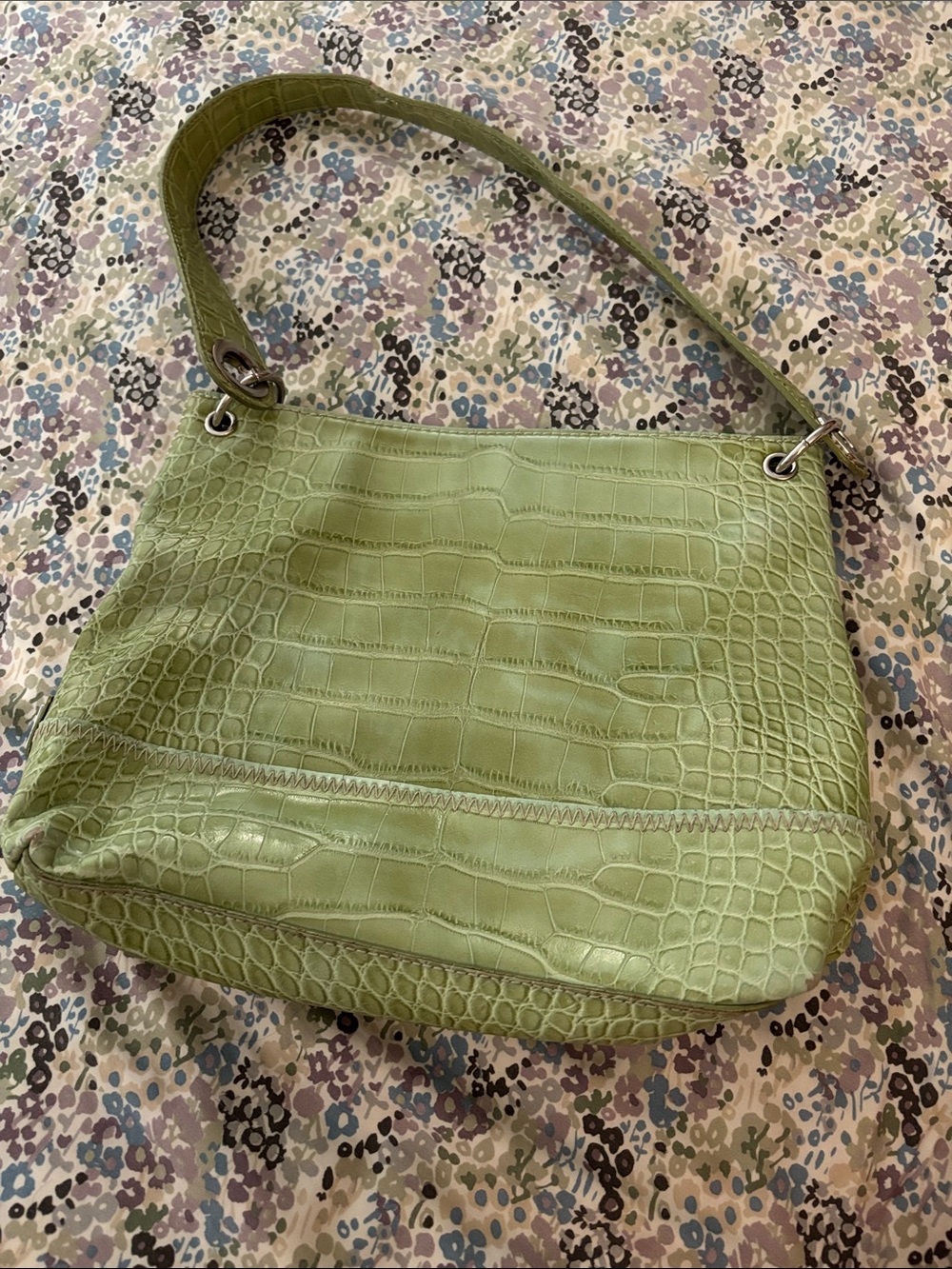 Vintage Y2K Tommy Hilfiger Green Croc Shoulder Bag 🐊💚